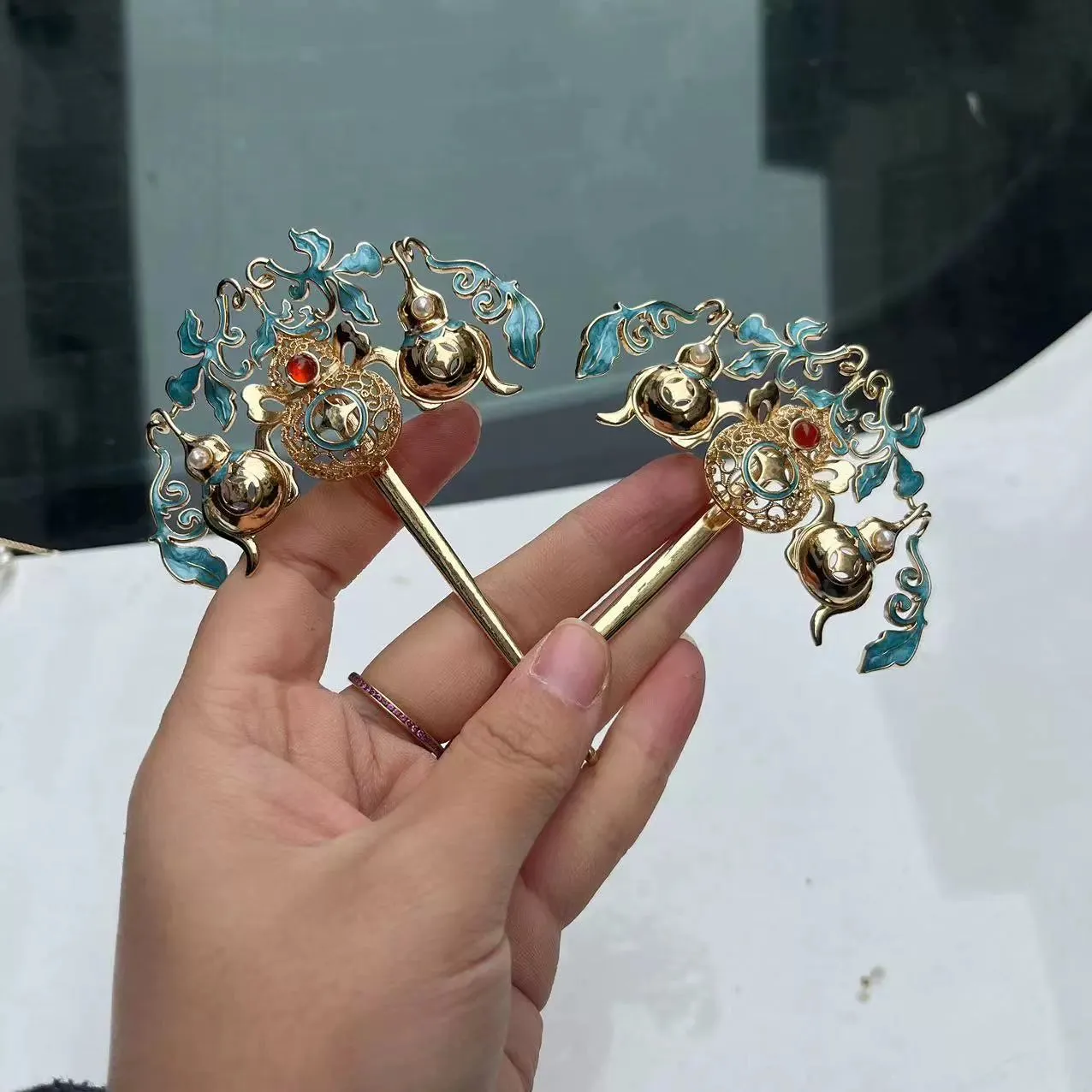 Frost 霜 Ming Dynasty Turquoise Phoenix Hairpin Set