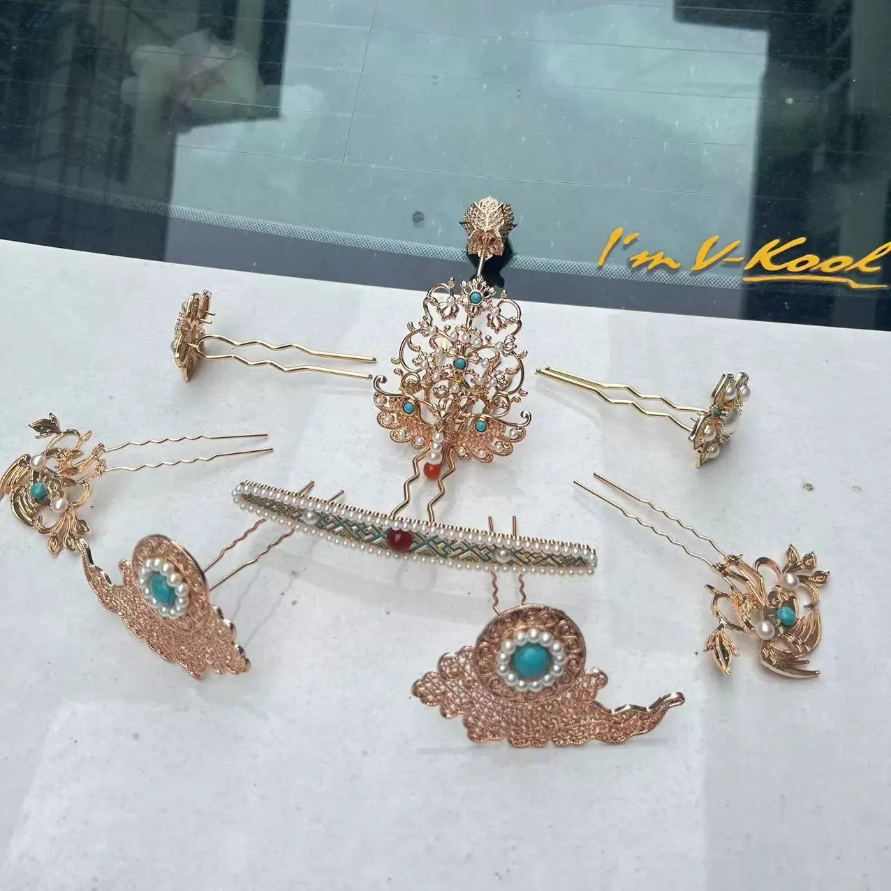 Frost 霜 Ming Dynasty Turquoise Phoenix Hairpin Set