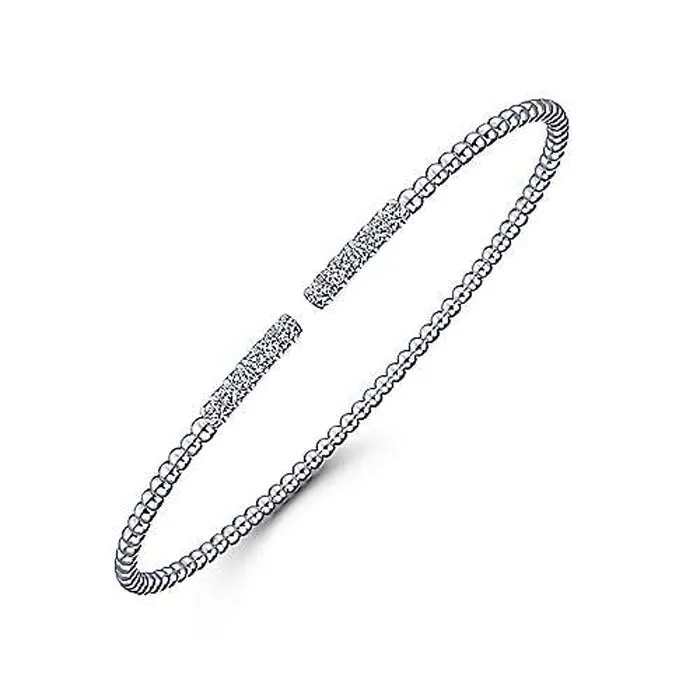 Gabriel & Co. .29CTW "Bujukan" Bead Cuff Bracelet with Diamond Pavé Bars in 14K White Gold