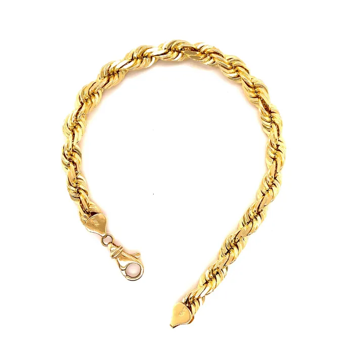 Gold Diamond Cut Rope Bracelet