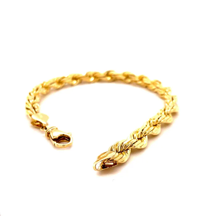 Gold Diamond Cut Rope Bracelet