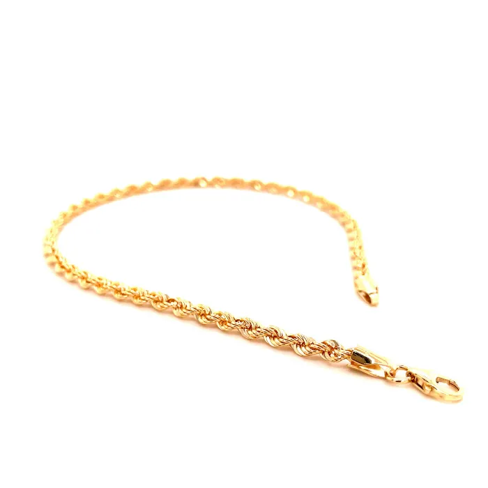 Gold Diamond Cut Rope Bracelet