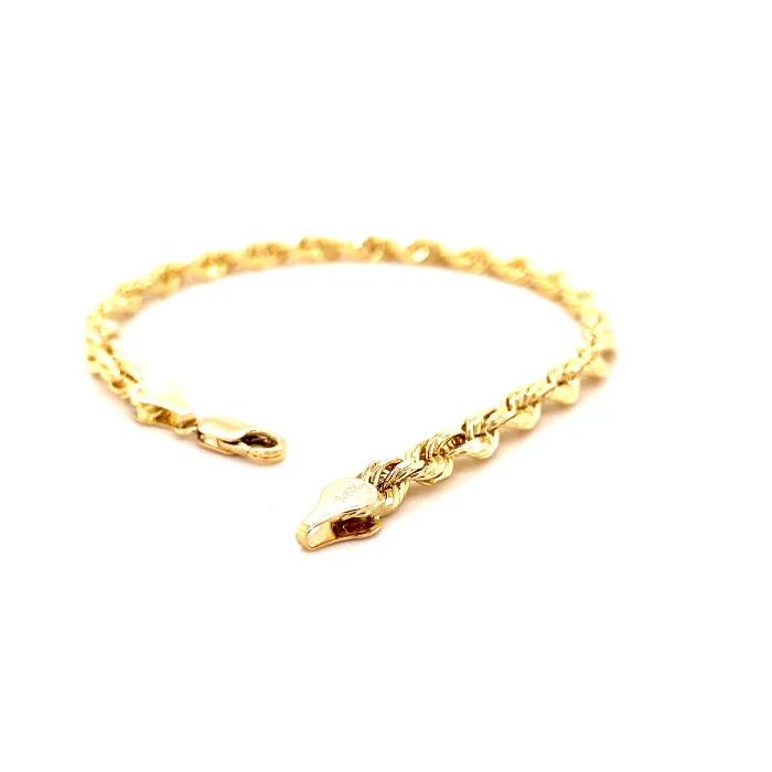 Gold Diamond Cut Rope Bracelet