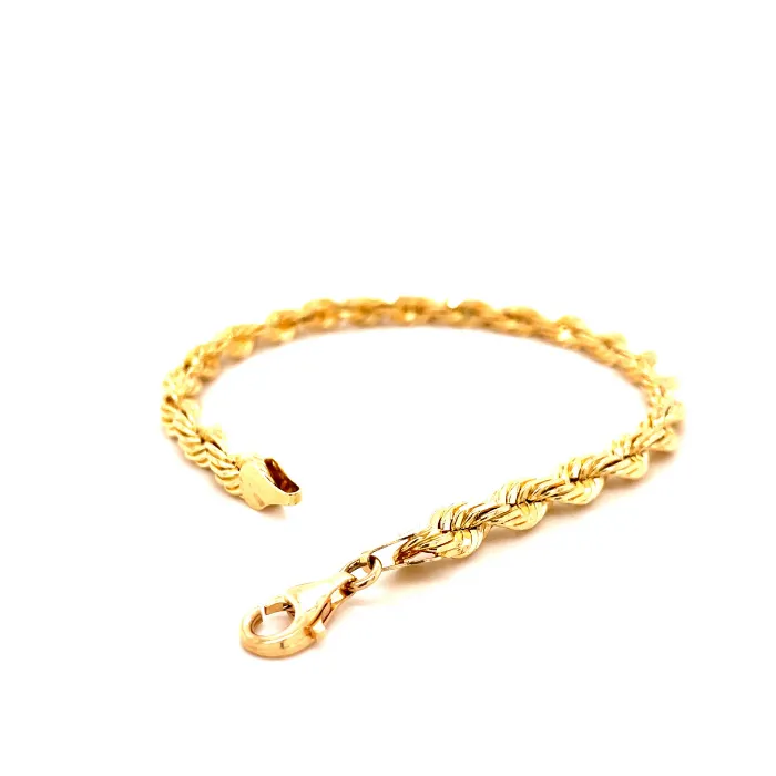 Gold Diamond Cut Rope Bracelet