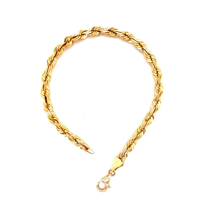 Gold Diamond Cut Rope Bracelet