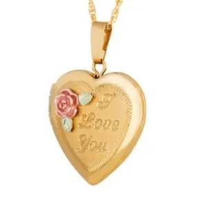 Gold Heart Picture Locket - I Love You