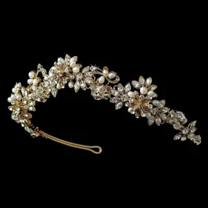 Gold Plated Freshwater, Swarovski crystal Bridal Tiara