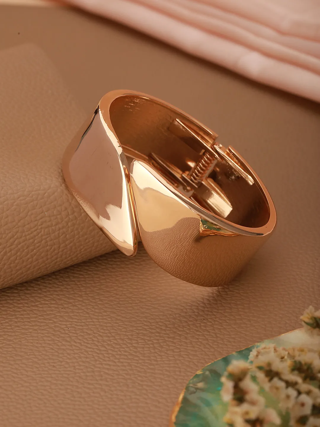 Gold-Plated Gold -Toned Solid Cuff Bracelet