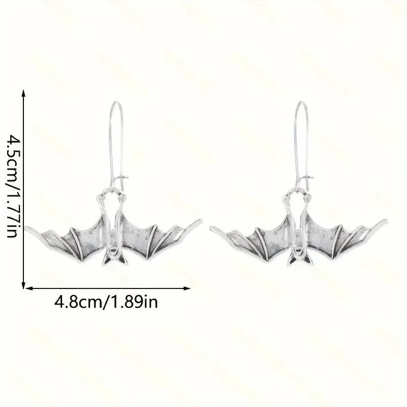 Gothic Dangle Bat Earrings