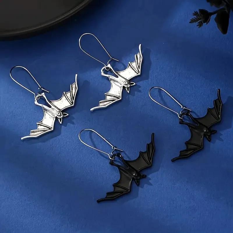 Gothic Dangle Bat Earrings