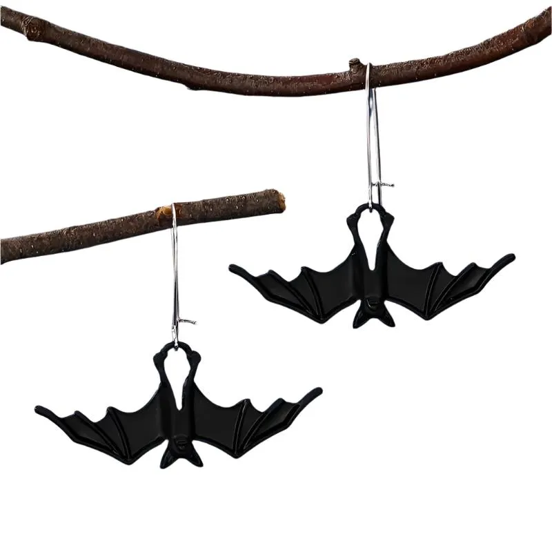 Gothic Dangle Bat Earrings