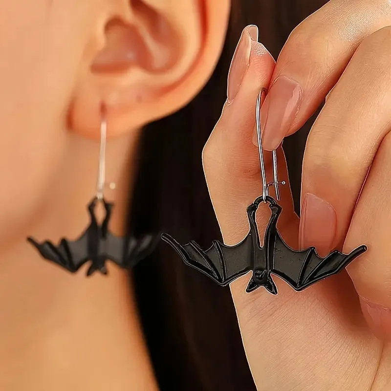 Gothic Dangle Bat Earrings