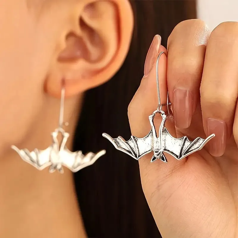 Gothic Dangle Bat Earrings