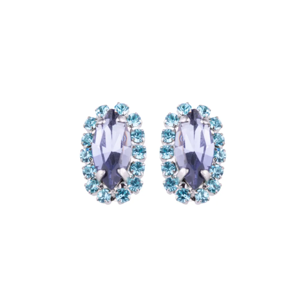 Halo Marquise Stud Earrings in "Vineyard Veranda" - Rhodium