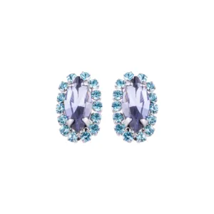 Halo Marquise Stud Earrings in "Vineyard Veranda" - Rhodium