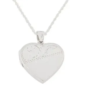 Hand Engraved Sterling Silver Large Heart Locket