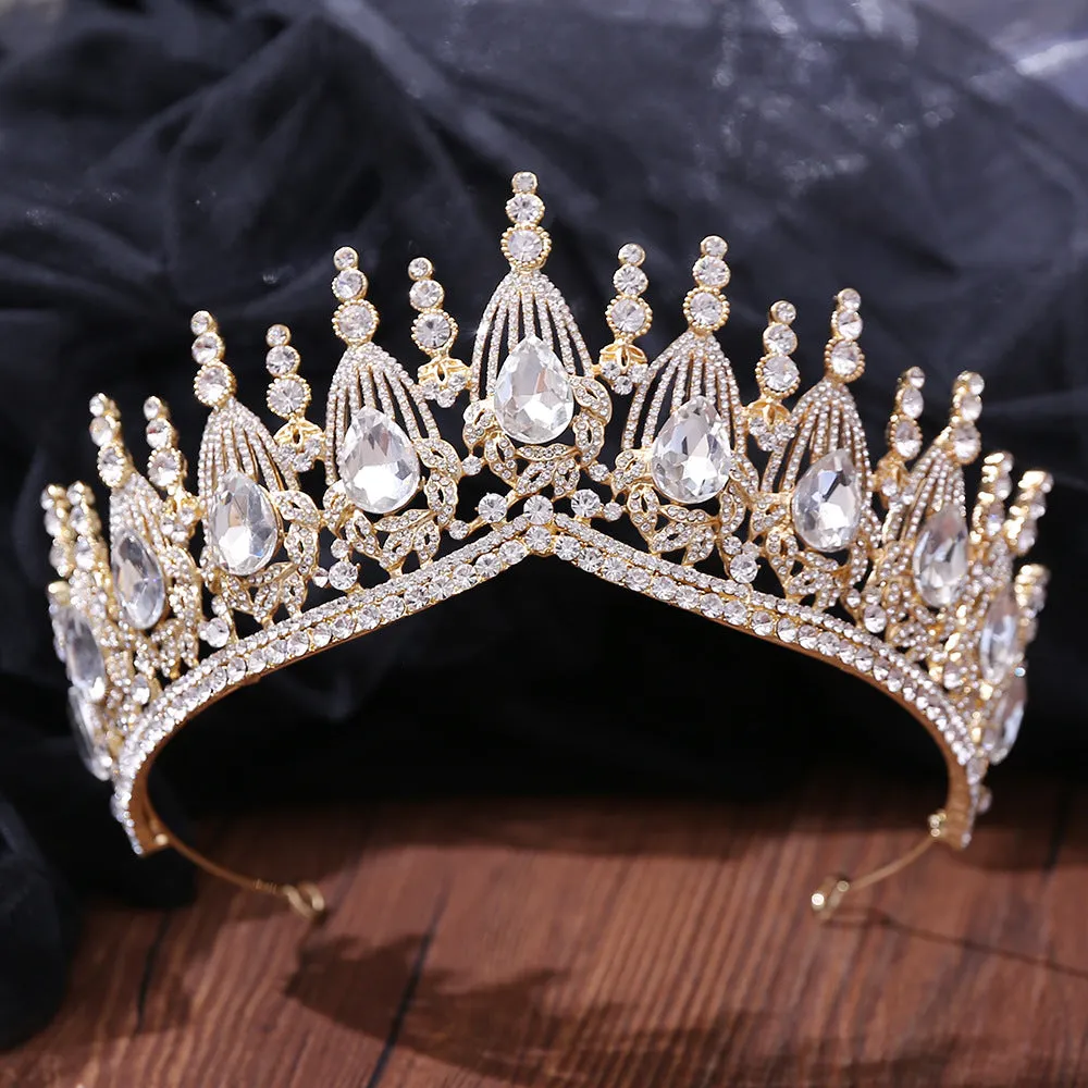 Hot wedding tiara women baroque crystal crown wedding dress accessories alloy rhinestone crown