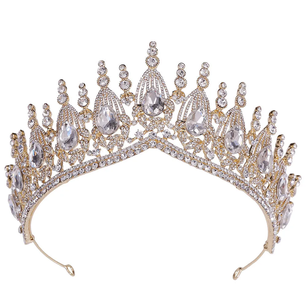 Hot wedding tiara women baroque crystal crown wedding dress accessories alloy rhinestone crown