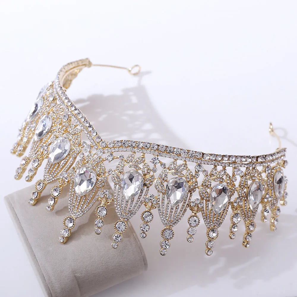 Hot wedding tiara women baroque crystal crown wedding dress accessories alloy rhinestone crown