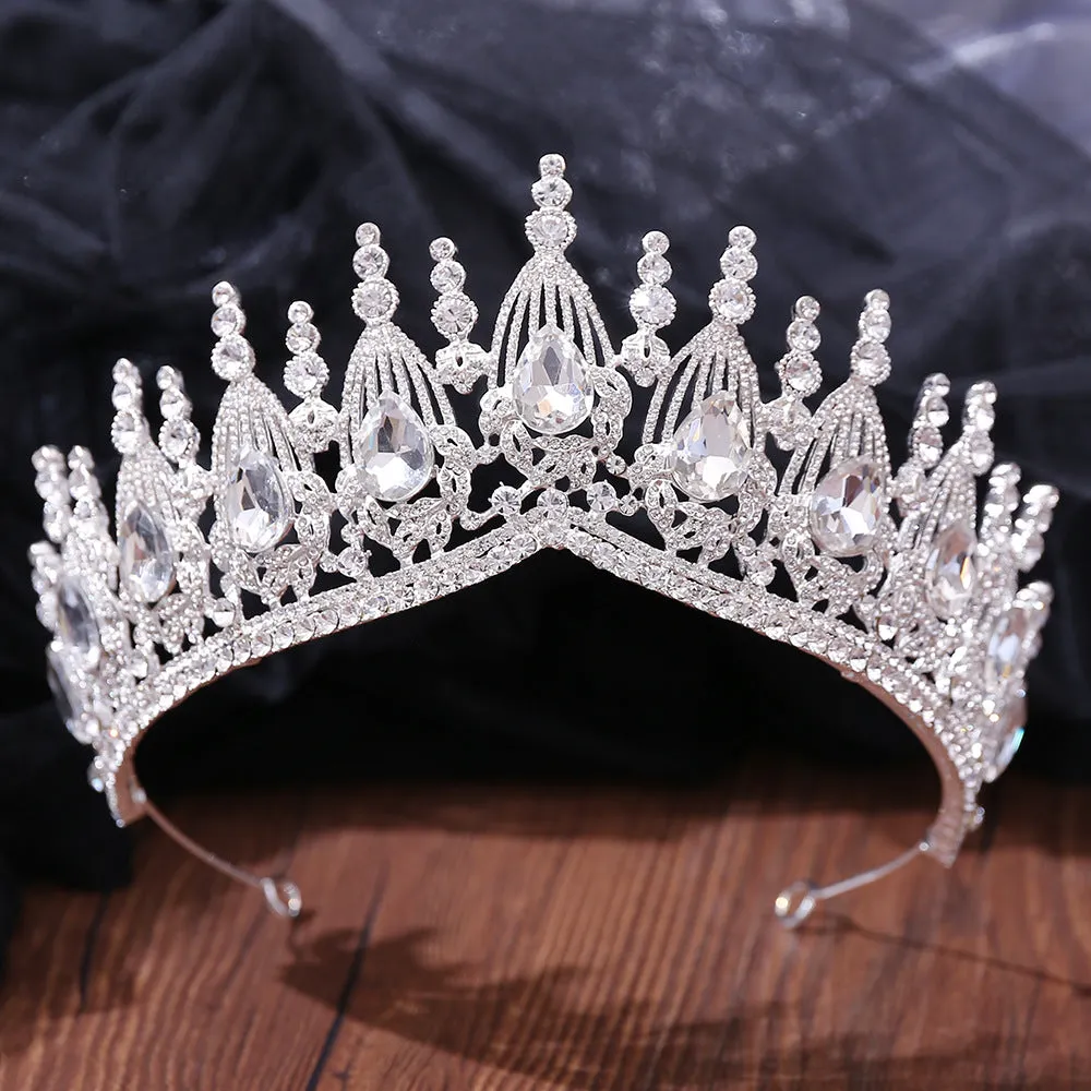 Hot wedding tiara women baroque crystal crown wedding dress accessories alloy rhinestone crown