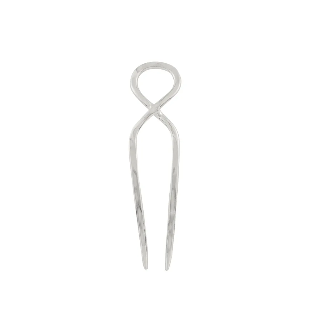 Hourglass Hair Pin in Silver - Small