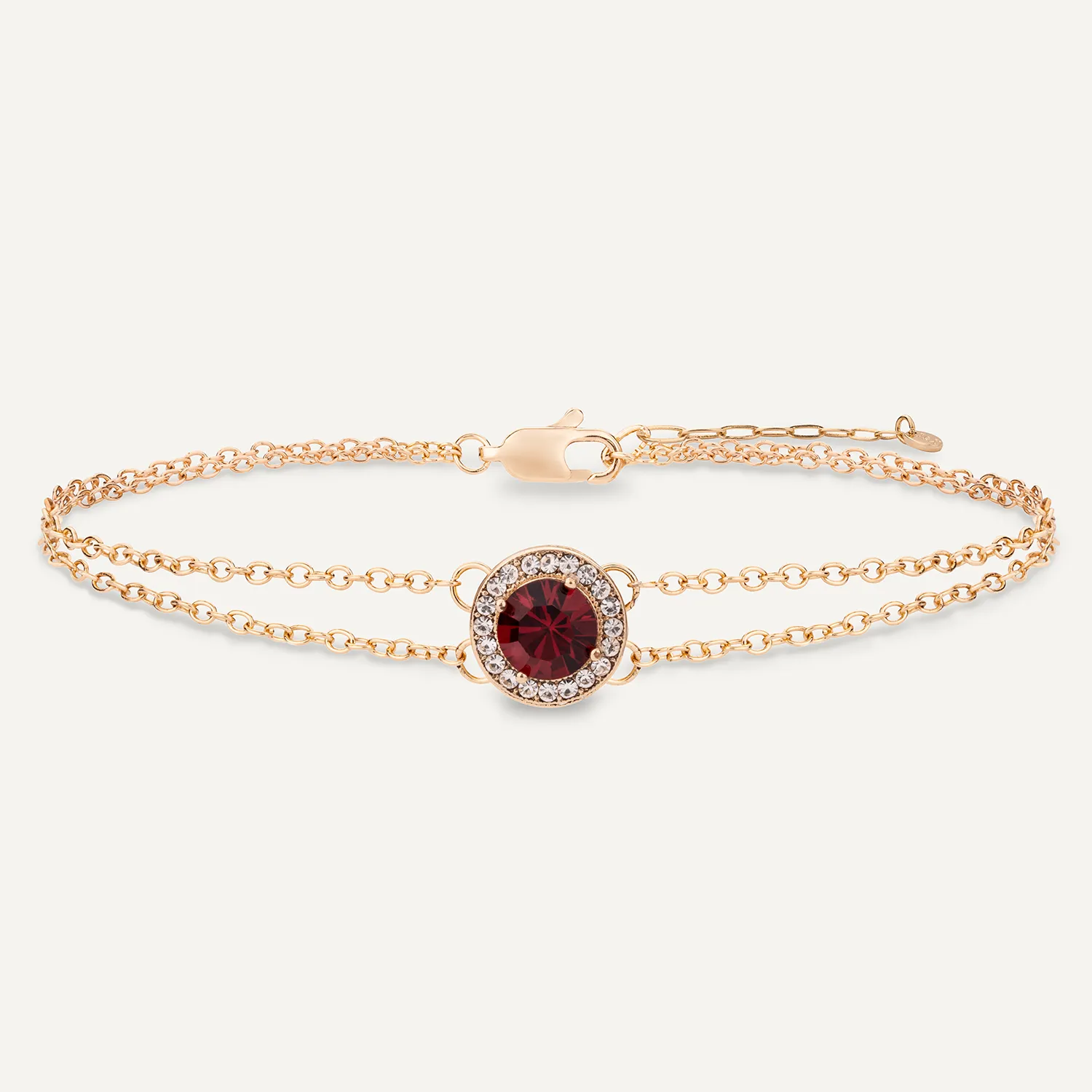 July Ruby-Colour Birthstone Clasp Bracelet In Gold-Tone