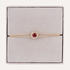 July Ruby-Colour Birthstone Clasp Bracelet In Gold-Tone