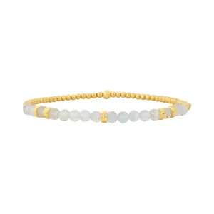 Karen Lazar 2mm Yellow Gold Bracelet - April Topaz w/Hammered Rondelles