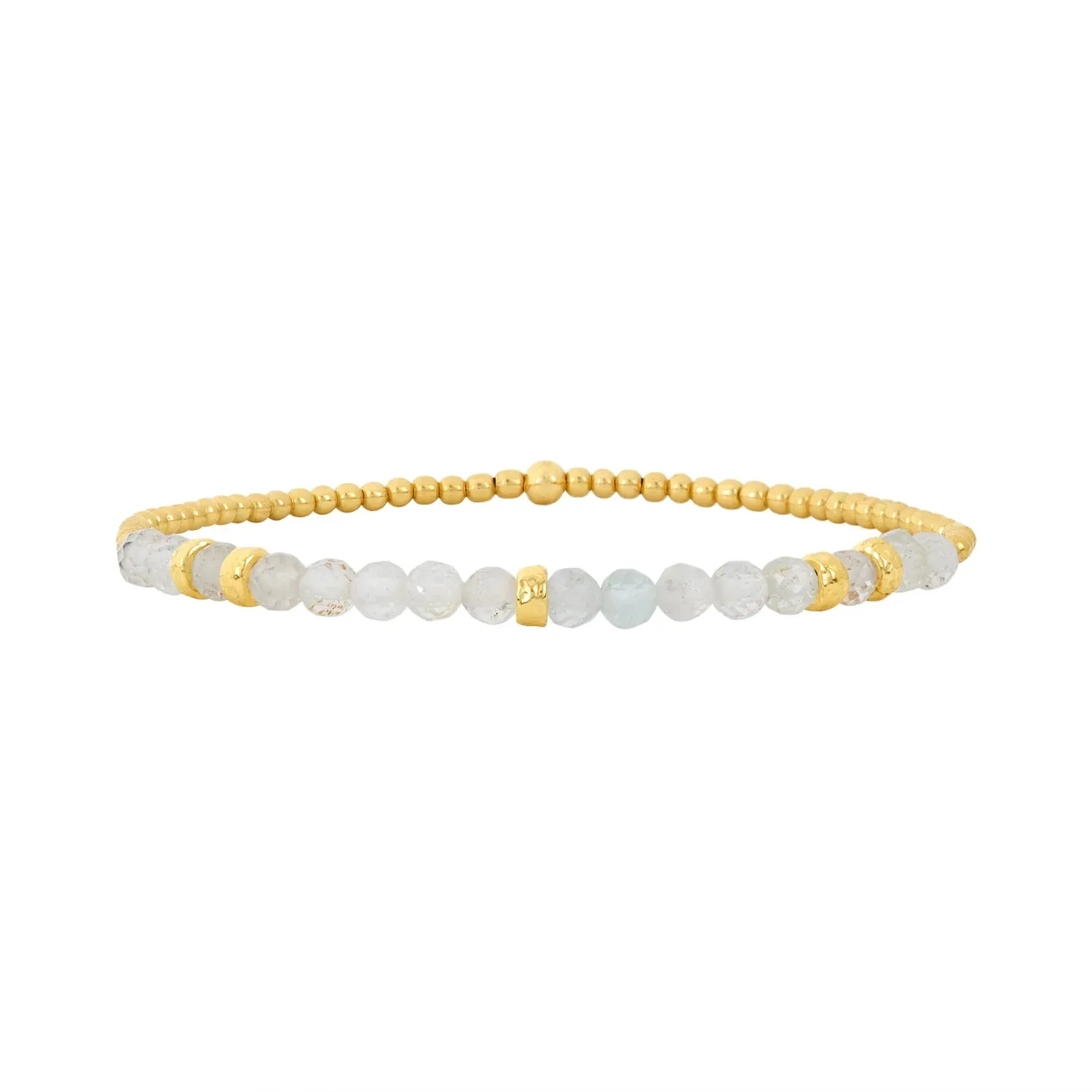 Karen Lazar 2mm Yellow Gold Bracelet - April Topaz w/Hammered Rondelles