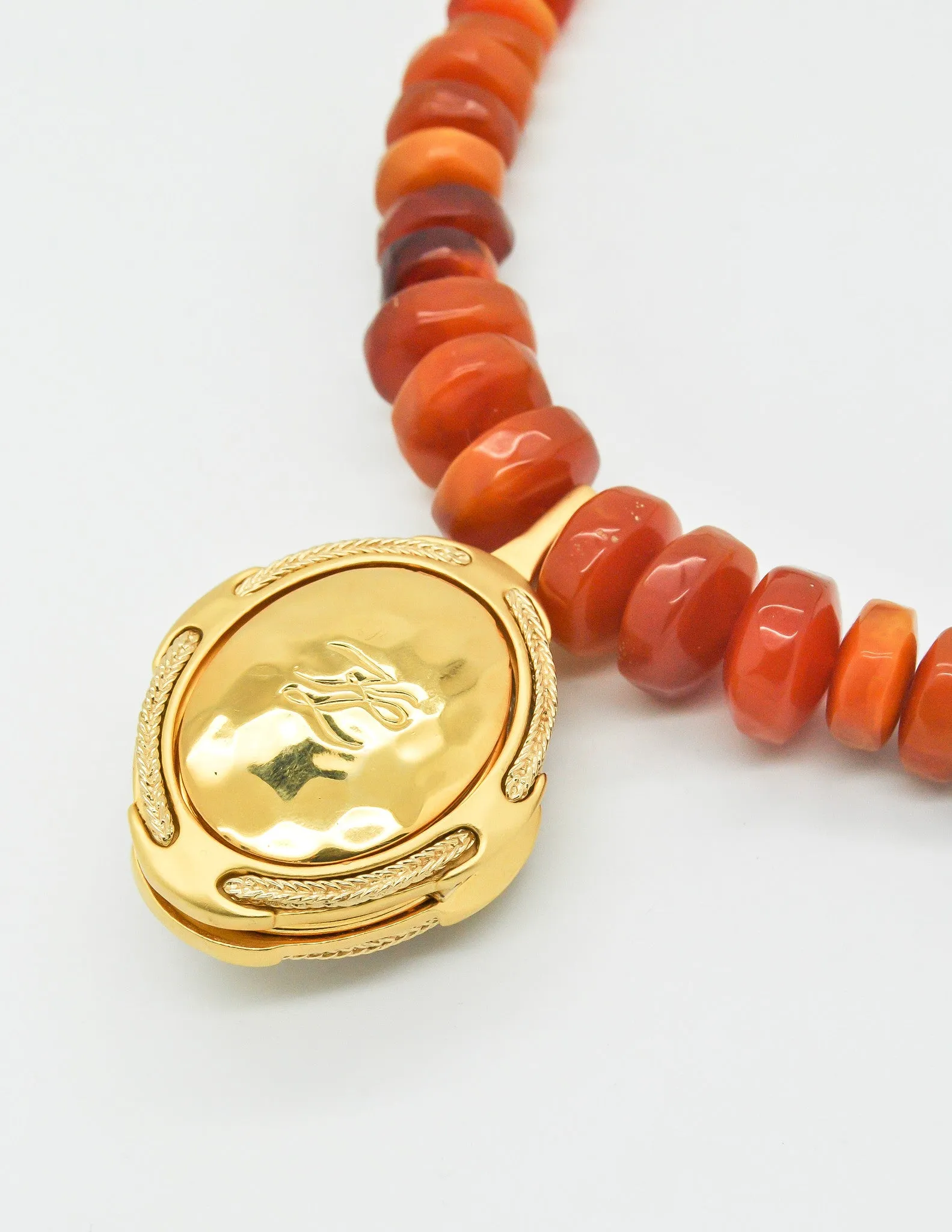 Karl Lagerfeld Vintage Carnelian Agate Locket Necklace