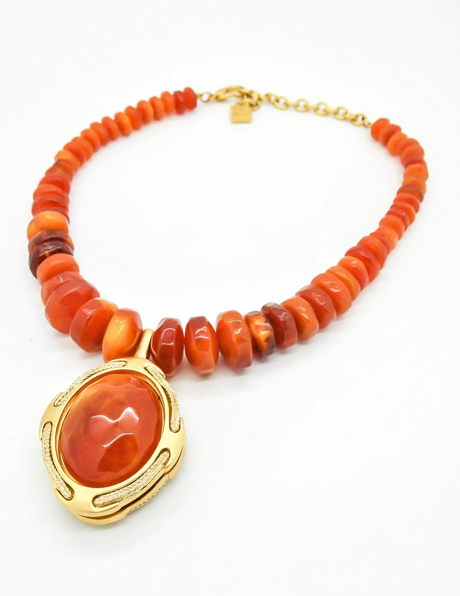 Karl Lagerfeld Vintage Carnelian Agate Locket Necklace