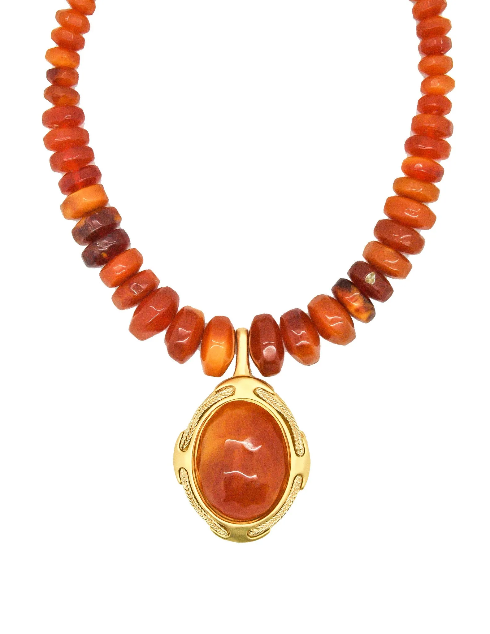 Karl Lagerfeld Vintage Carnelian Agate Locket Necklace