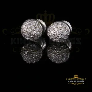 King of Blings- Aretes Para Hombre 925 White Silver 0.64ct Cubic Zirconia Round Women's Earrings