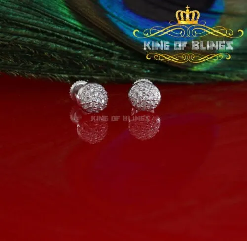 King of Blings- Aretes Para Hombre 925 White Silver 0.64ct Cubic Zirconia Round Women's Earrings