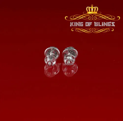 King of Blings- Aretes Para Hombre 925 White Silver 0.64ct Cubic Zirconia Round Women's Earrings