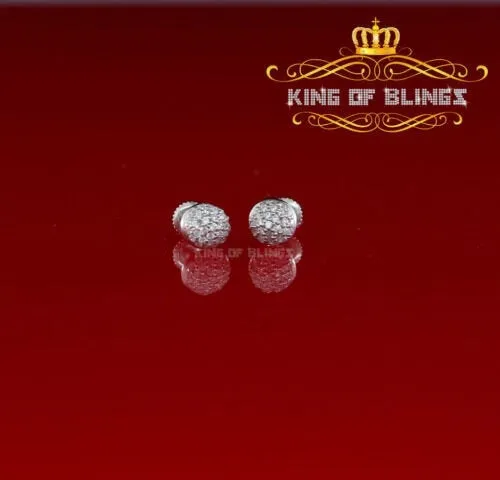 King of Blings- Aretes Para Hombre 925 White Silver 0.64ct Cubic Zirconia Round Women's Earrings