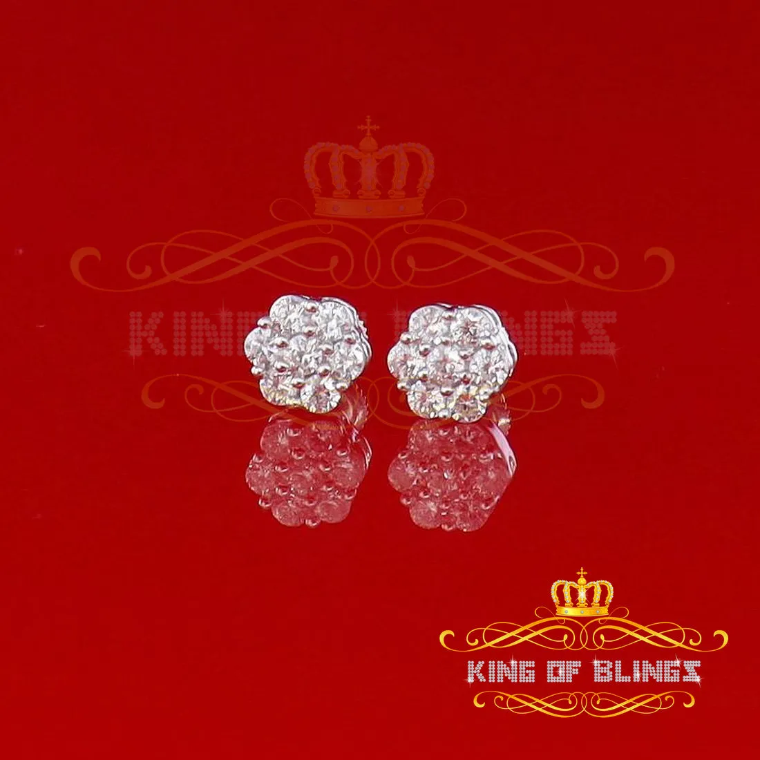 King of Blings- White 925 Sterling 1.96ct Cubic Zirconia Silver Women's Hip Hop Floral Earrings