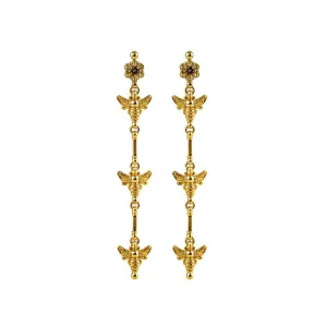 Konstantino Melissa 18K Yellow Gold Dangle Bee Earrings with Brown Diamonds