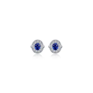 Lafonn Simulated Diamond & Sapphire Halo Stud Earrings E0592CSP00