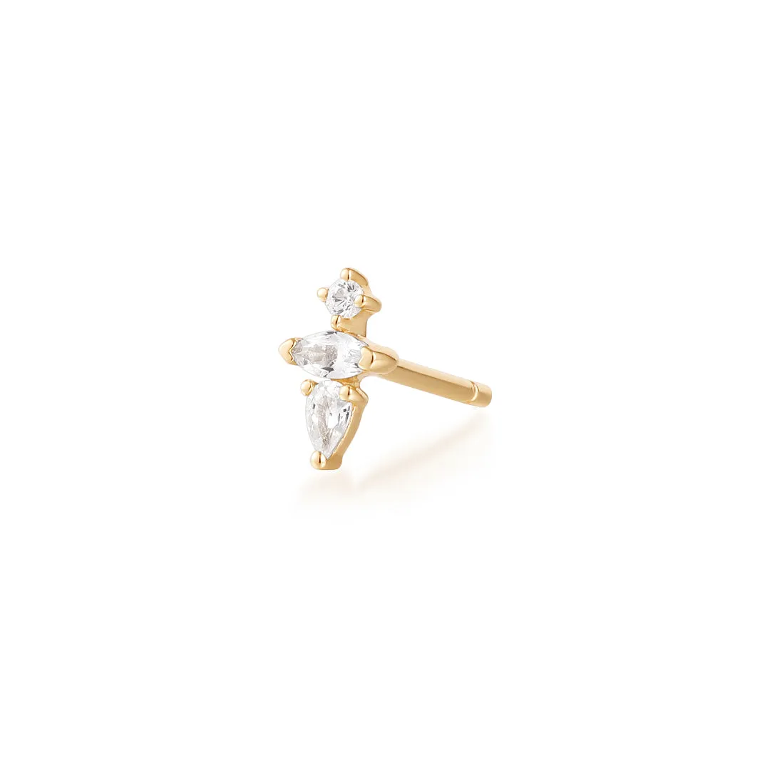 LANI | Pear and Round White Sapphire Stud Earring