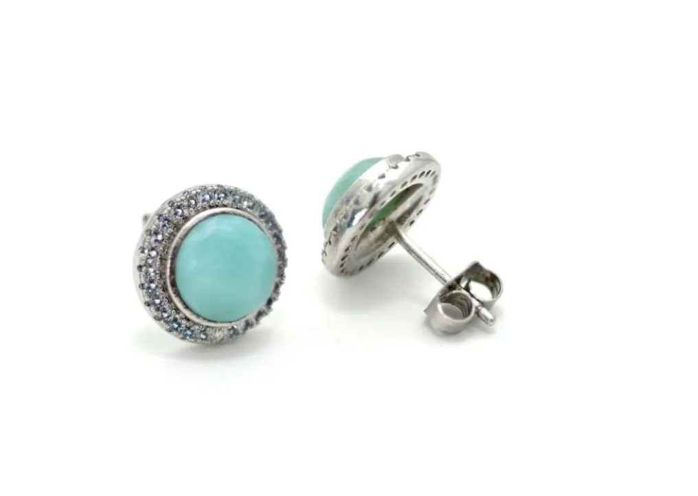 Larimar White Sapphire Accent 8mm Stud Earrings