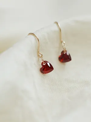 Latest Red Hearts Crystal Earrings