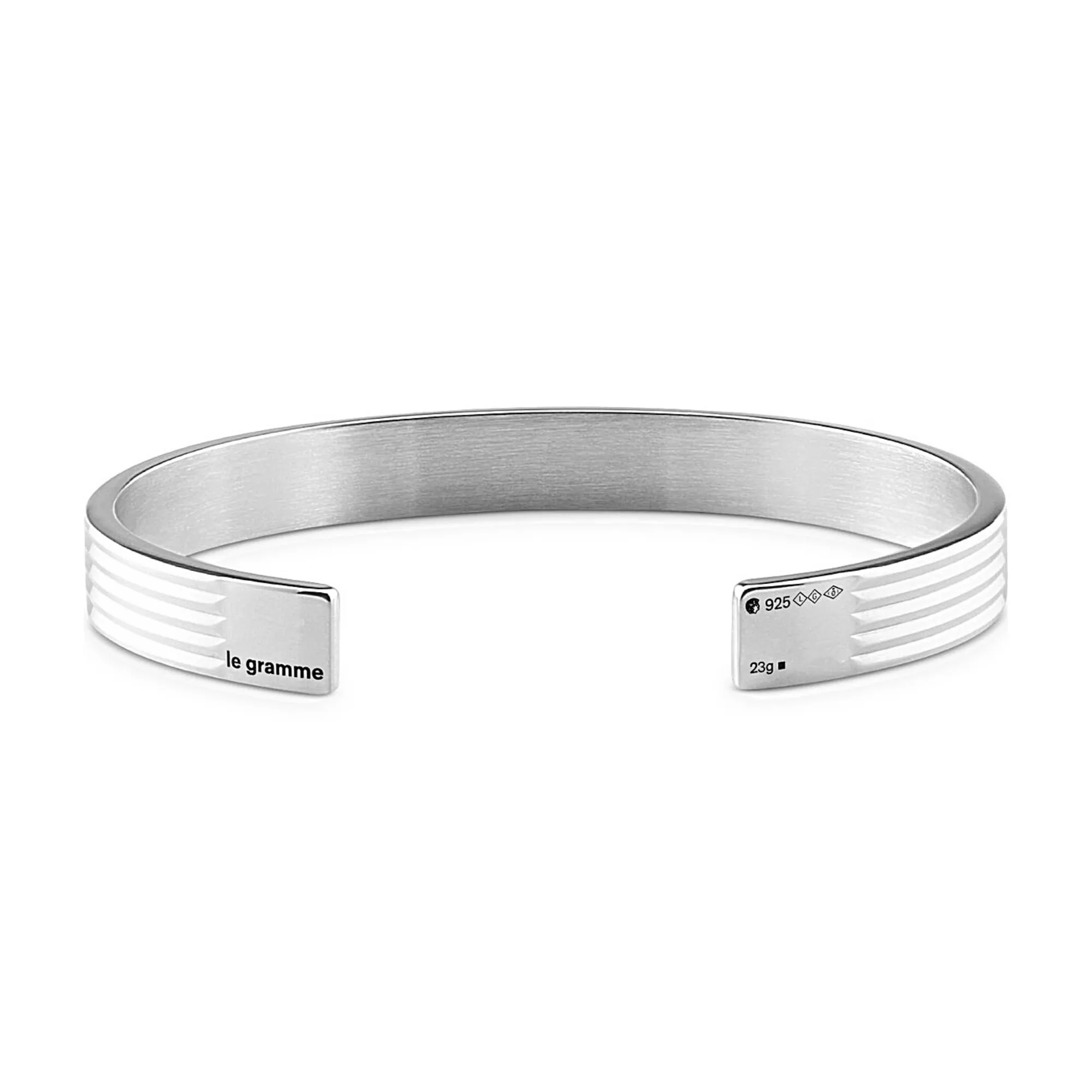 LE GRAMME MEN'S 23G STERLING SILVER POLISHED RIBBED CUFF BRACELET LG