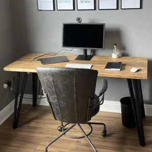 LENTL: Desk With Black Hairpin Box Legs