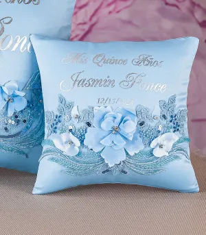 Light blue quinceanera tiara pillow