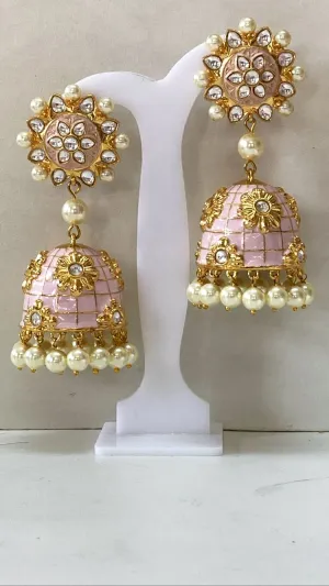 Light Pink Zircon Jhumkas