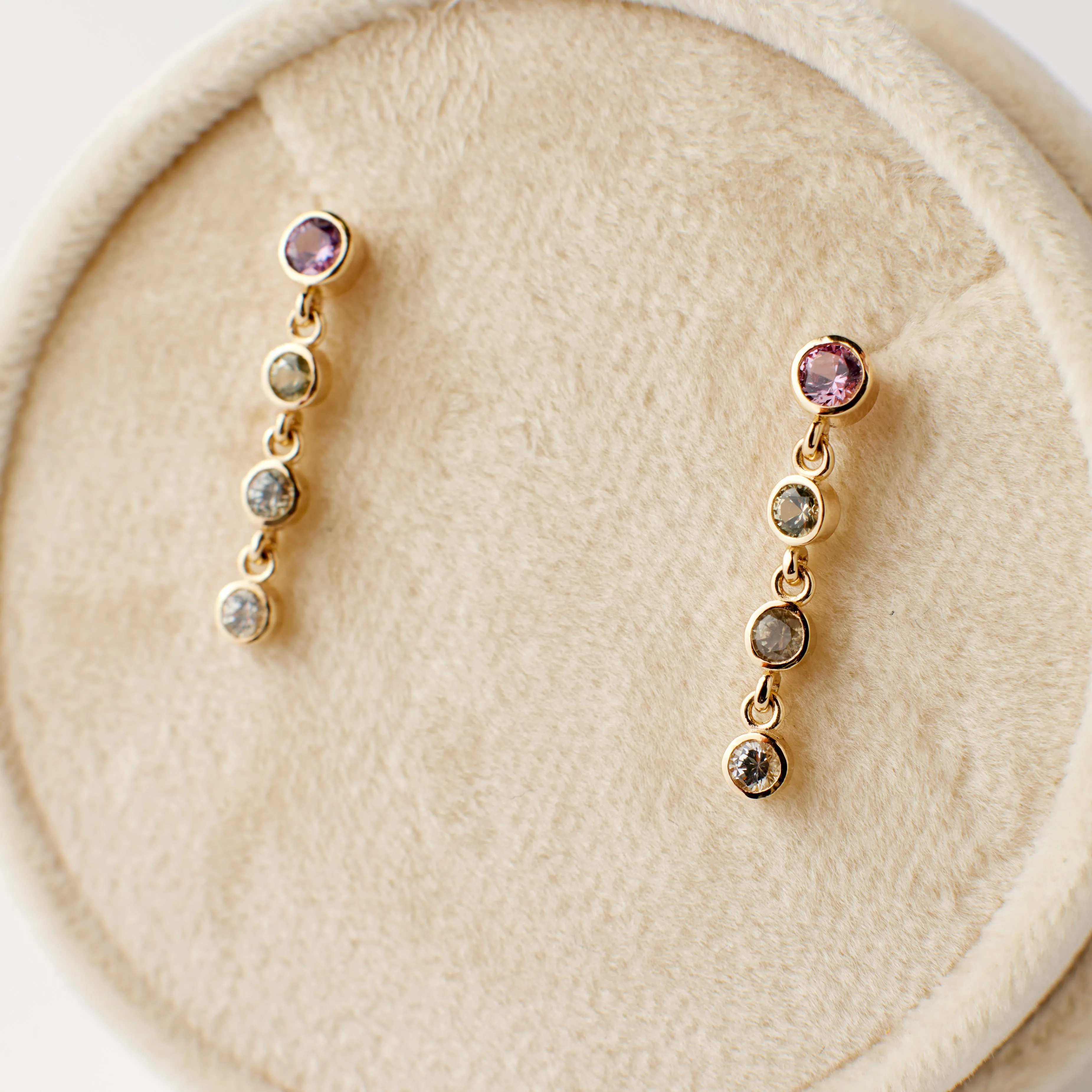 Logan Earrings - Pink   Green Sapphires