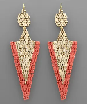 Loving Life Patterned Triangle Bead Earrings