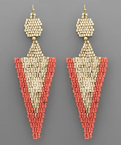 Loving Life Patterned Triangle Bead Earrings