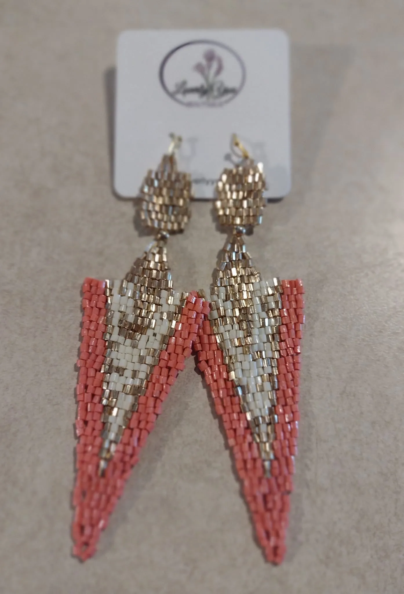 Loving Life Patterned Triangle Bead Earrings